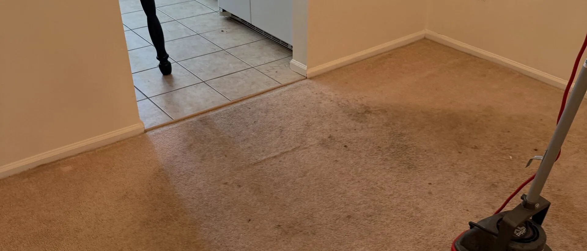 Floor machine at work on a commercial job